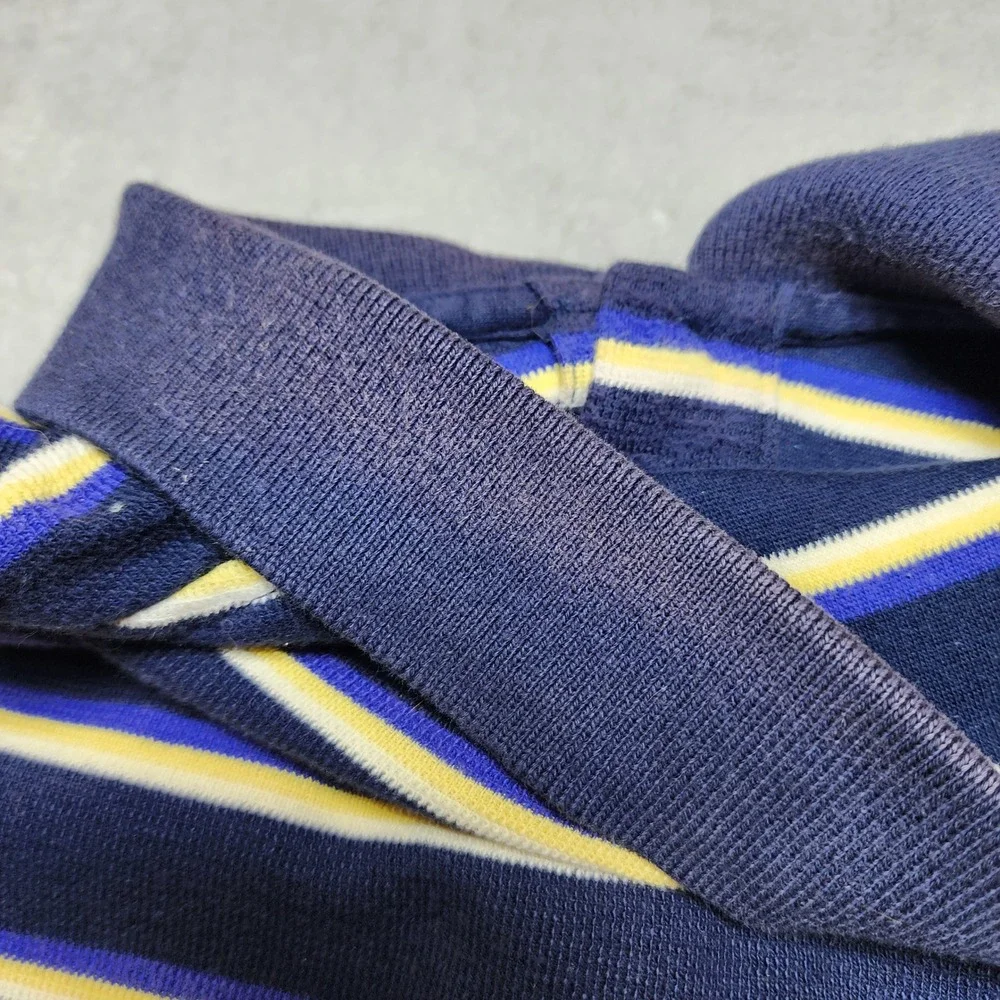 Polo Ralph Lauren Mens XXL Navy Blue Yellow Striped‎ Short Sleeve Polo Shirt